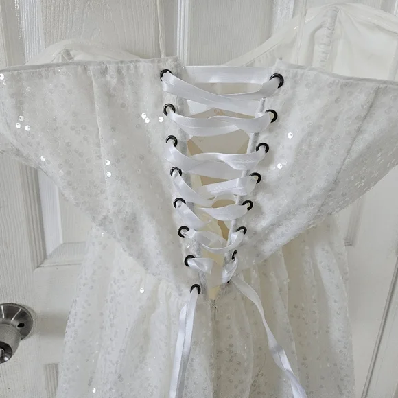 NWT Selkie Strapless White Sequin Dress (Frosted Degas Dress) - Picture 6 of 13
